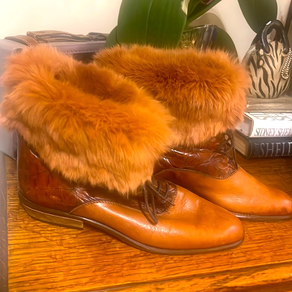 Madeleine leather and fur fit ankle boot